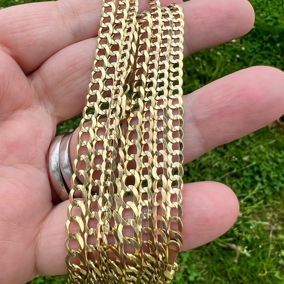 10K YELLOW GOLD CUBAN CURB LINK CHAIN NECKLACE 3.5MM WIDE 7.19 GRAMS 21.5” LONG